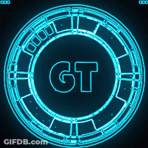 Glowing Neon Color GT Animated Logo GIF