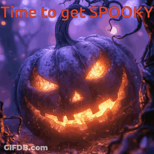 Glowing Pumpkin Saying Time To Get Spooky GIF