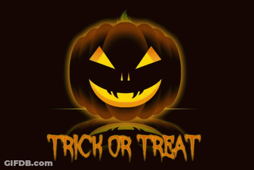 Glowing Pumpkin Saying Trick Or Treat GIF