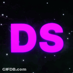 Glowing Purple Letters DS On Black Background GIF