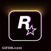 Glowing R And Star In Square GIF