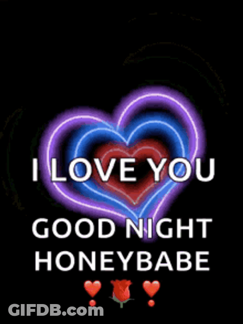 Glowing Rainbow Color Heart Good Night Babe GIF