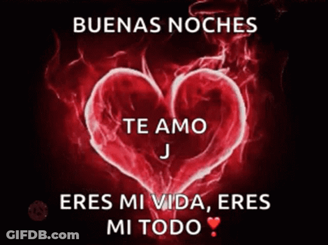 Glowing Red Heart Buenas Noches Amor GIF