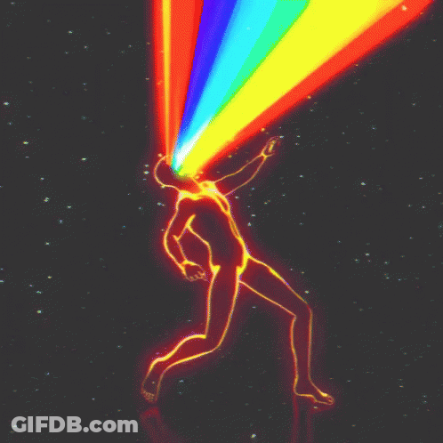 Glowing Silhouette With Rainbow From Head GIF