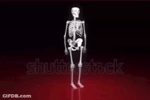 Glowing Skeleton Standing On Red Surface GIF