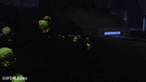 Glowing Skulls In Dark Room GIF