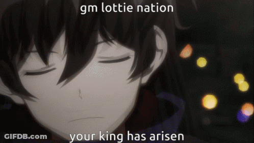 Gm Lottie Nation Your King Has Arisen Is Written On A Picture Of A Boy GIF