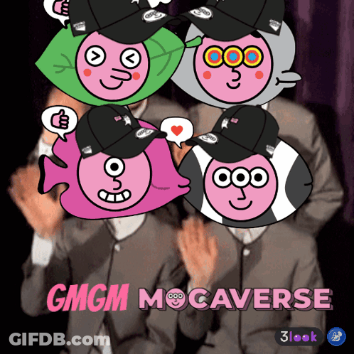 GMGM Mocaverse Poster With Cartoon Characters GIF
