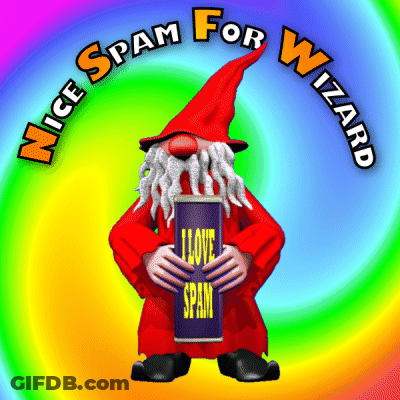 Gnome Holding Book Saying I Love Spam GIF