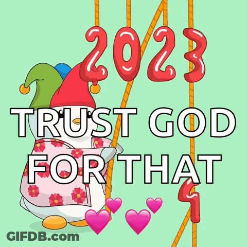 Gnome Holding Sign Saying Trust God For That Best Is Yet GIF