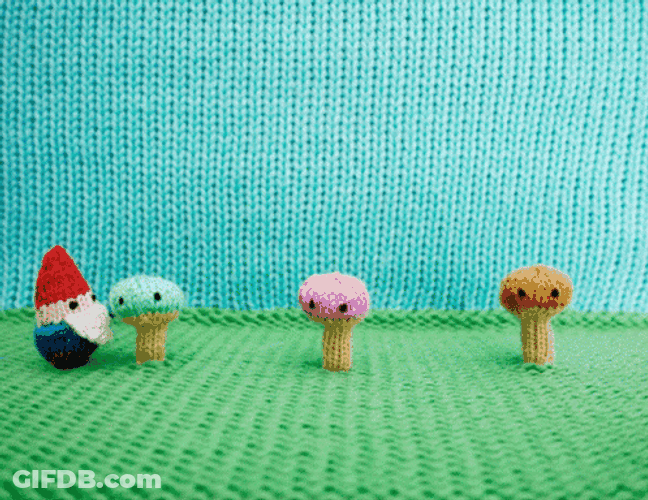 Gnome Hop Mochimochiland Mushrooms GIF