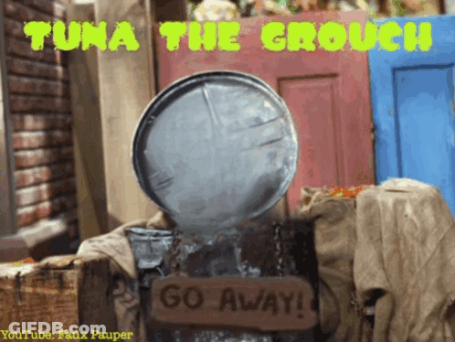 Go Away Sign In Front Of Water Bucket GIF