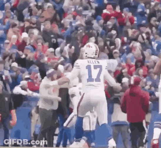 Go Bills Player Jumping With Joy GIF