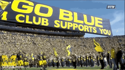 Go Blue 1 Club Supports You Football Field Banner GIF