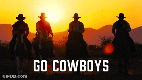 Go Cowboys Riding Horses In Field GIF