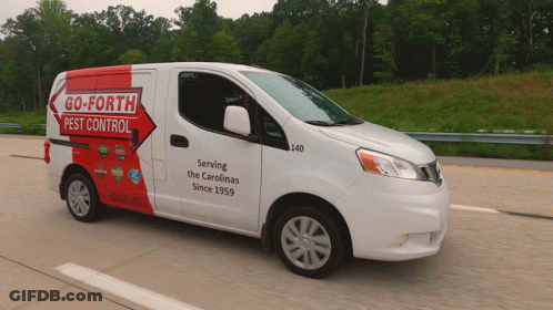 Go-Forth Pest Control Van Driving Down Highway GIF