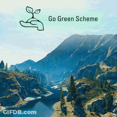 Go Green Scheme Advertisement River Mountains Trees GIF