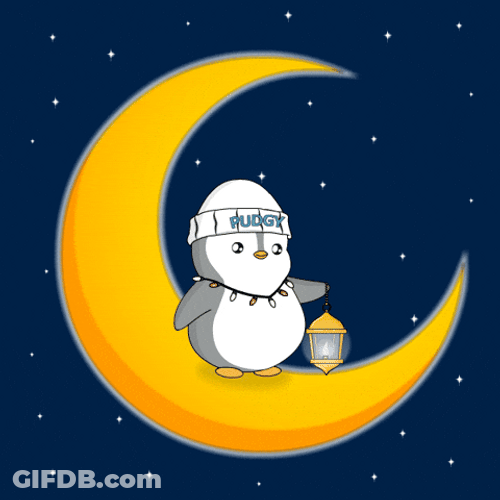 Go Night Night Pudgy Penguin On Moon GIF