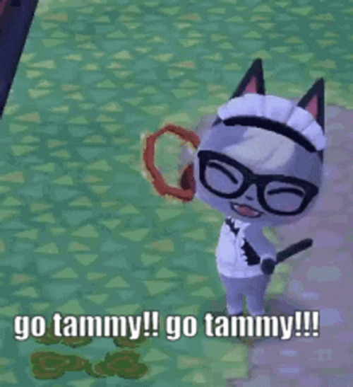 Go Tammy Cartoon Purple Cat Cheering GIF