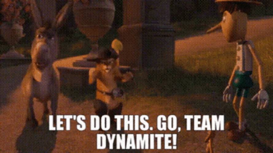 Go Team Dynamite Shrek Puss In Boots GIF