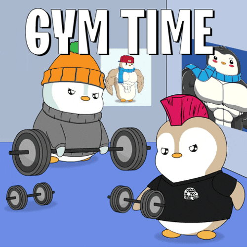 Go To The Gym 2 Penguin Uses Dumbbell GIF