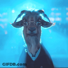 Goat In Suit And Glasses On Blue Background GIF