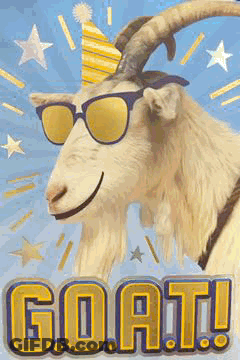 Goat In Sunglasses And Party Hat Saying Goat GIF