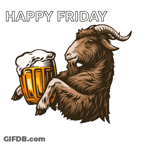 Goat In Sunglasses Holding Beer Saying Happy Friday I Goat This GIF