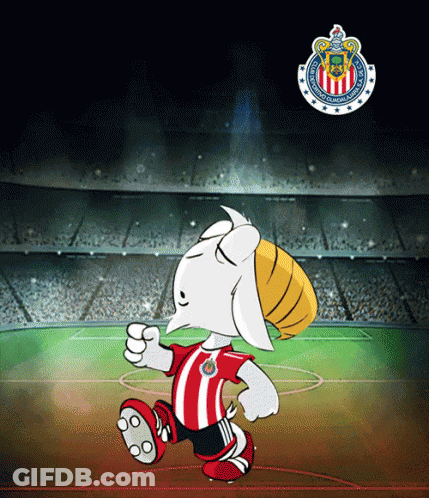 Goat Playing Soccer With Chivas Logo GIF