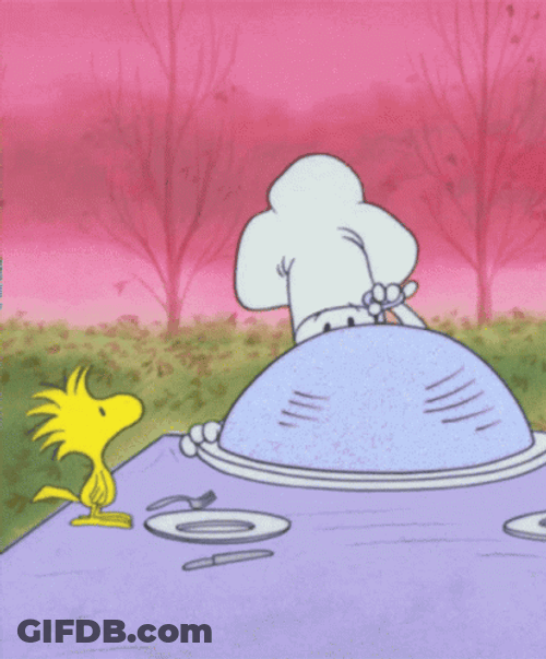 Gobble Snoopy Cooked Turkey GIF