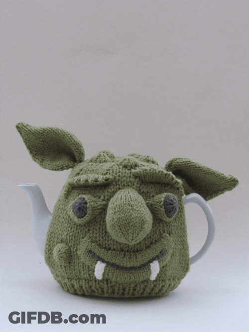 Goblin Shark Crochet Tea Kettle Cover GIF