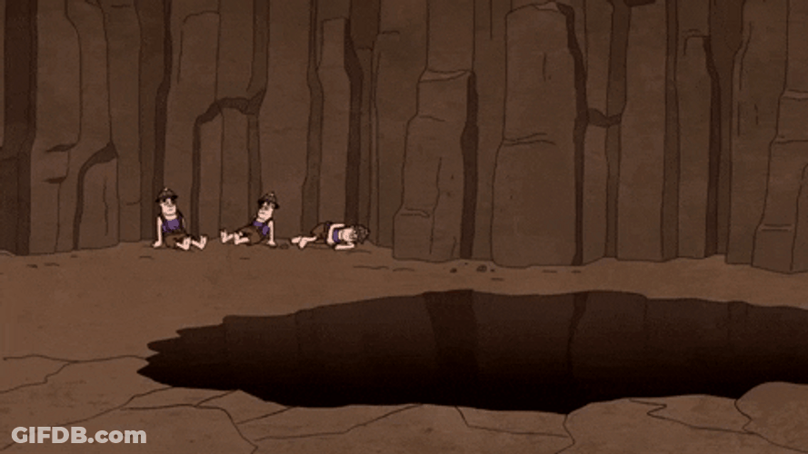 Goblins Falling In Cave Animation GIF