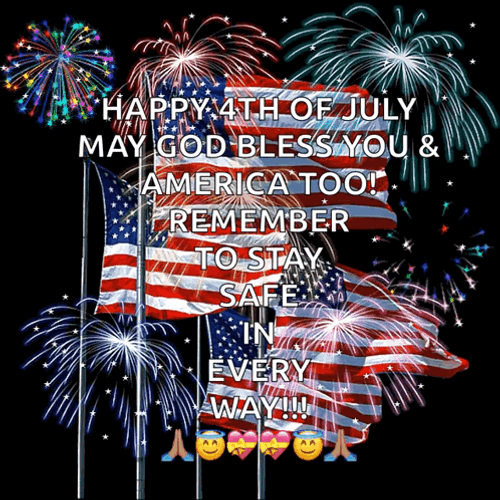 God Bless America Fireworks And Flags GIF