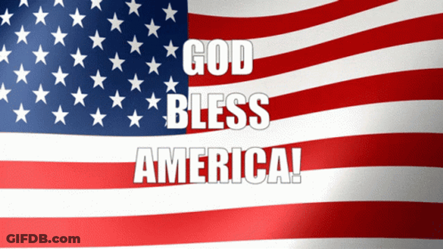 God Bless America Flag Proudly Waving GIF