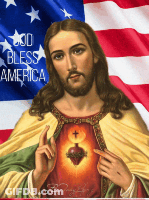 God Bless America Jesus Christ Blinking GIF