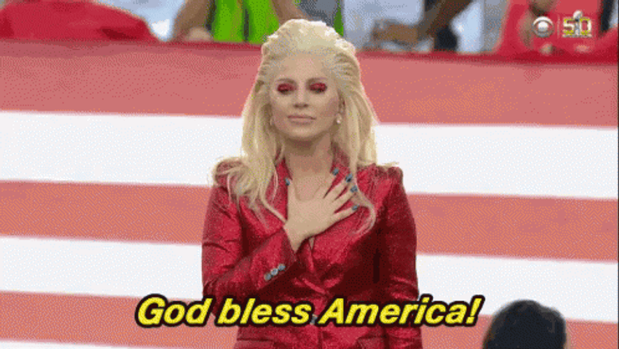 God Bless America Lady Gaga Singing GIF