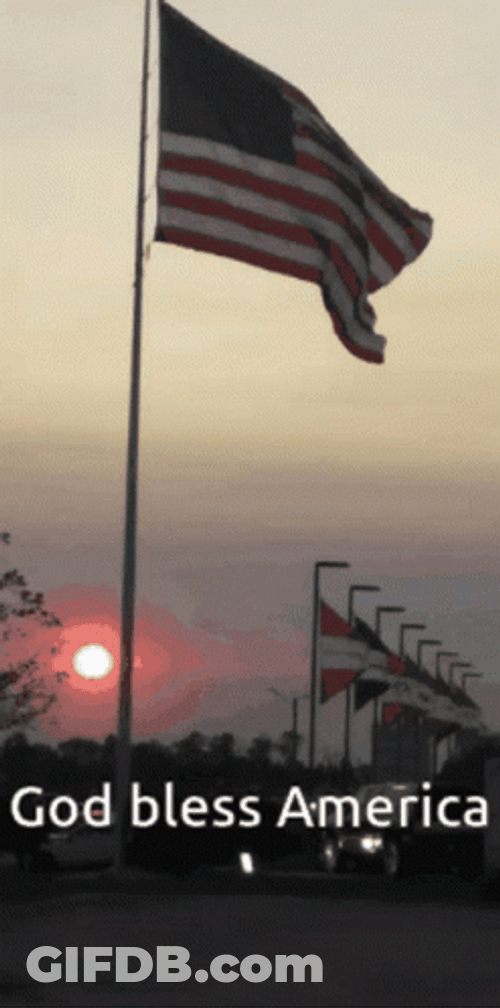 God Bless America Nighttime Flag On Air GIF