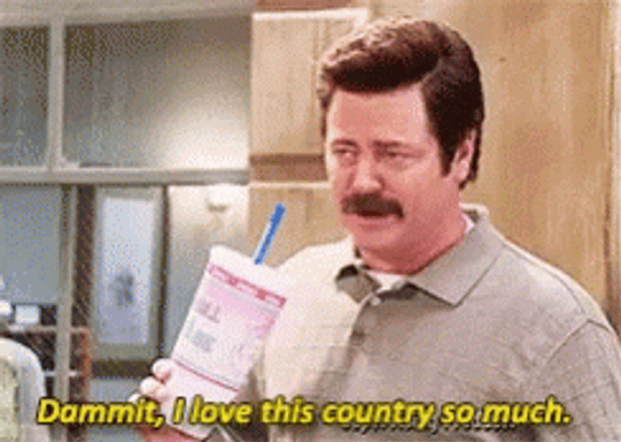 God Bless America Ron Swanson Sipping Juice GIF