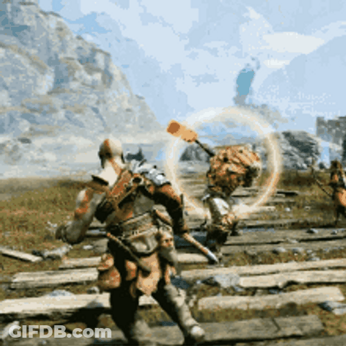 God Of War Dominant Attack Of Kratos And Atreus GIF