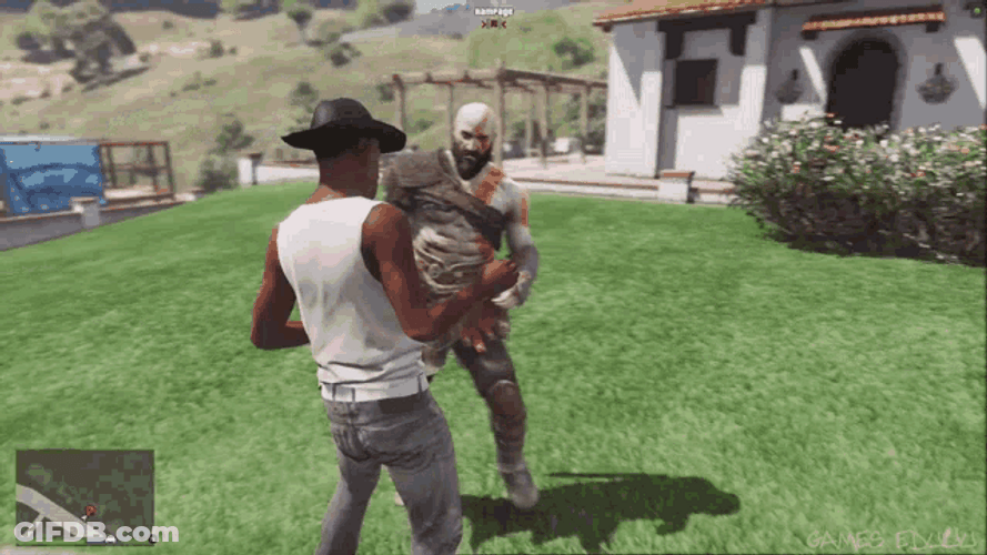 God Of War Kratos Featuring In GTA GIF