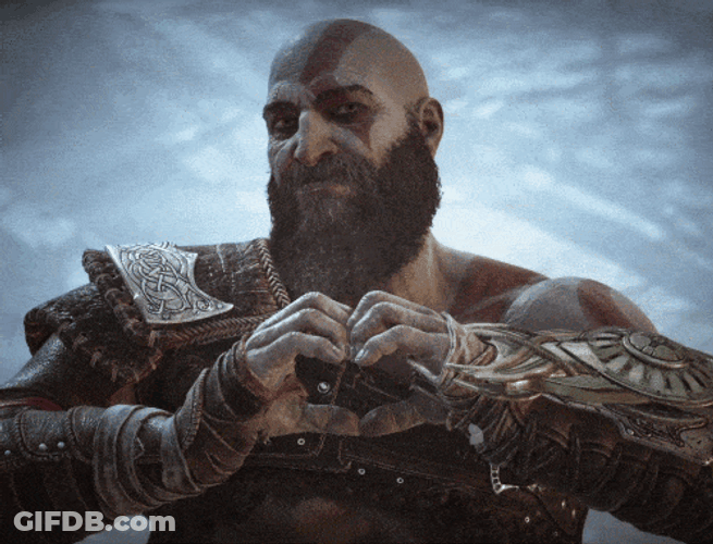 God Of War Kratos Heart And Pretty Pose GIF