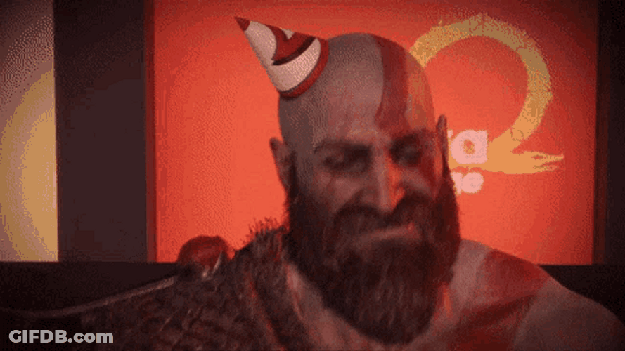 God Of War Wearing Party Hat Kratos Dancing GIF