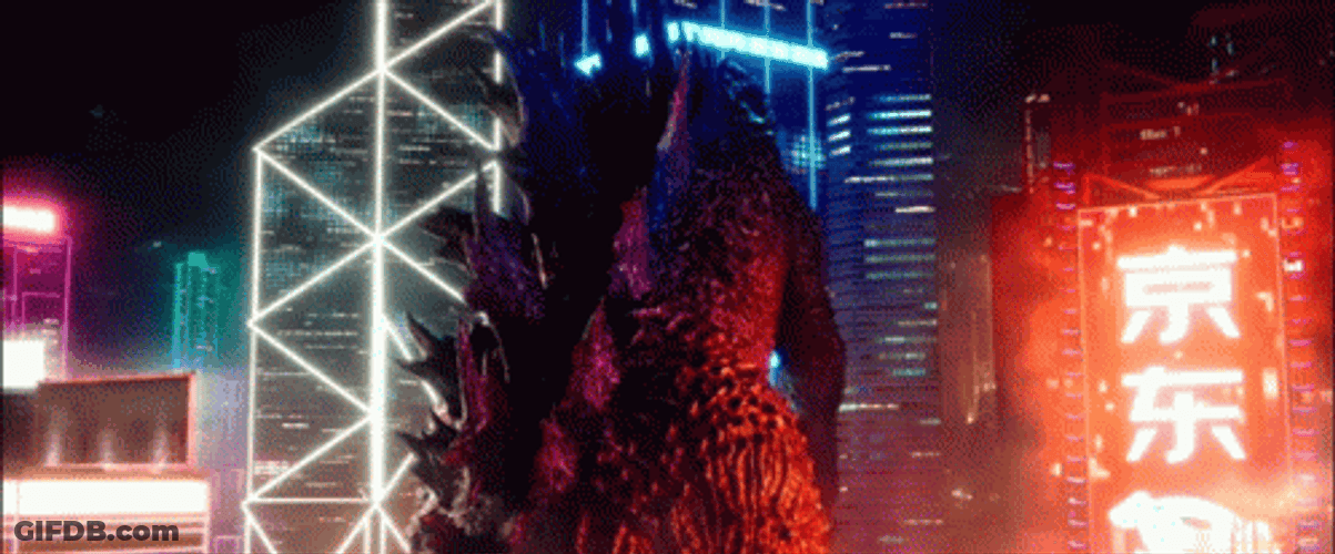 Godzilla 2021 Walks Back GIF