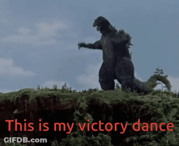Godzilla Cute Victory Dance GIF