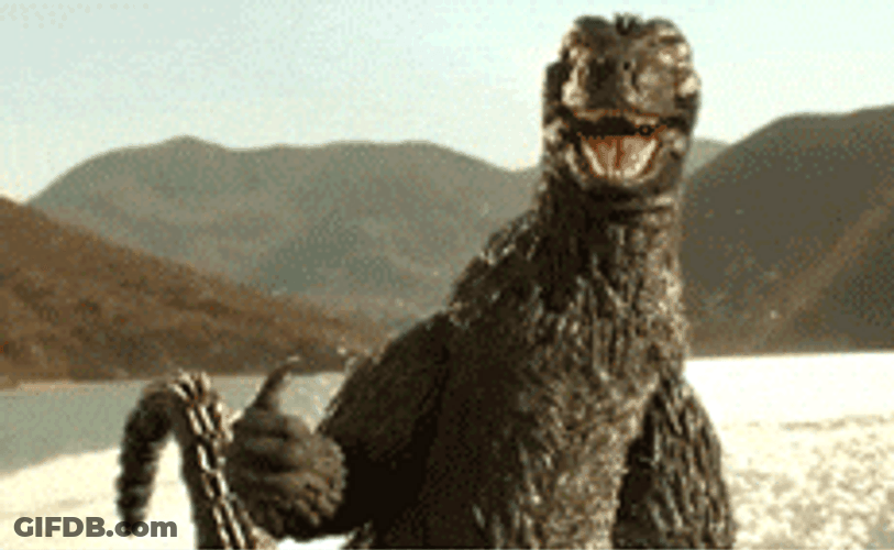 Godzilla Dance At Sea Smiling GIF