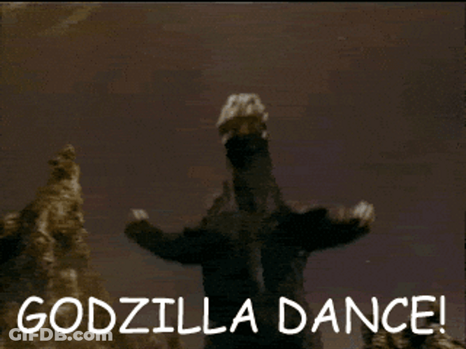 Godzilla Jumping Dance Zoomed In GIF