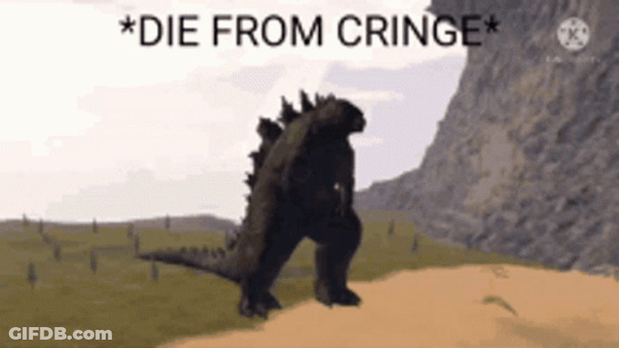 Godzilla Meme Die From Cringe GIF