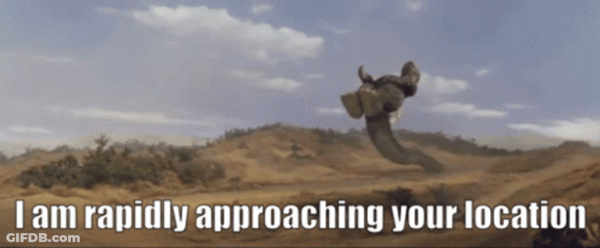 Godzilla Meme Rapidly Approaching Your Location GIF