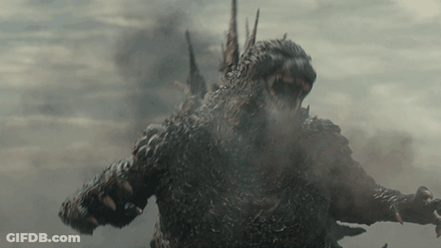 Godzilla Minus One Getting Attacked GIF
