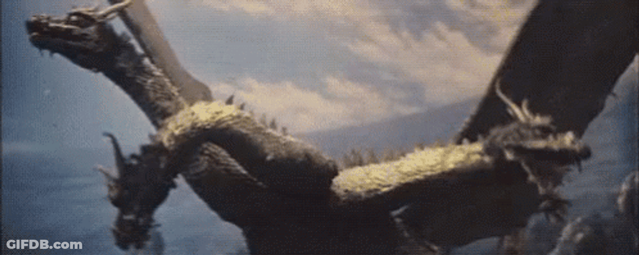 Godzilla Running From King Ghidorah GIF